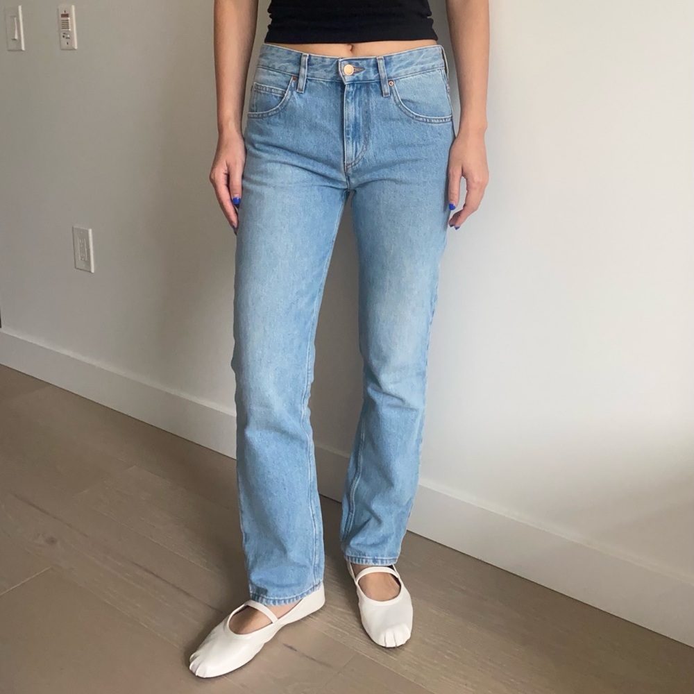 Isabel Marant etoile mid rise straight leg jeans light blue